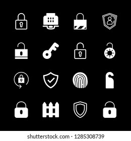 16 privacy icons with password key and shield in this set