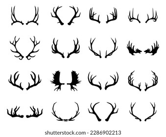 16 professionelle Antlers Silhouette Vektor