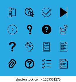 16 question icons with next and raising hand for question in this set