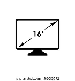 16' resolution.monitor sign. flat icon
