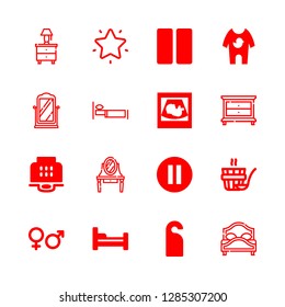 16 rest icons with pijama and bed in this set