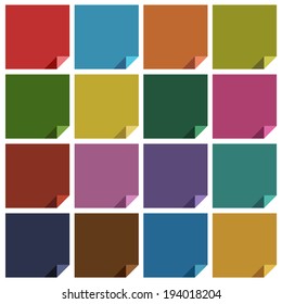 16 retro colored blank square. Vector illustration