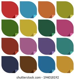 16 retro colored blank stickers. Vector illustration