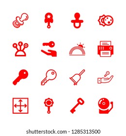 16 ring icons with rattle and pacifier in this set