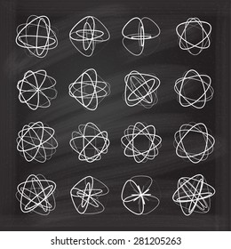 16 round design elements on the chalkboard