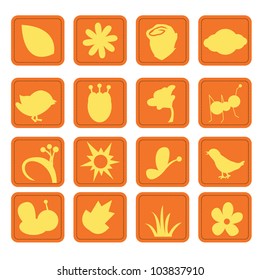 16 rounded square spring and flowers icons