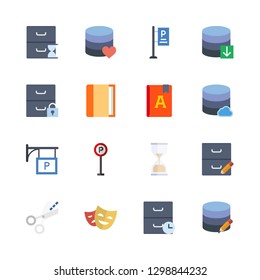 16 row icons with theater and database in this set