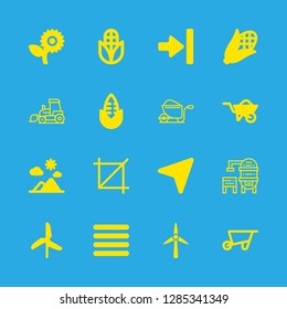 16 rural icons with windmill and sunflower in this set