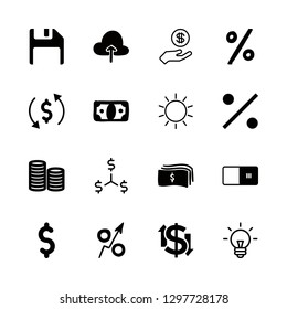 16 save icons with dollar symbol and percent in this set