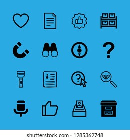 16 search icons with faq button and selection in this set