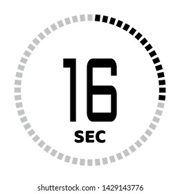 The 16 seconds, stopwatch icon, digital timer. Digital Countdown Timer Vector Icon. Clock and watch, timer.