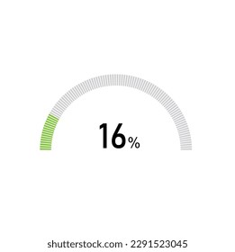 16% semicircle percentage diagrams, 16 Percentage ready to use for web design, infographic or business.