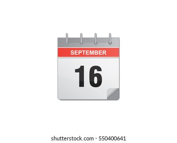16 September calendar vector illustration on white background