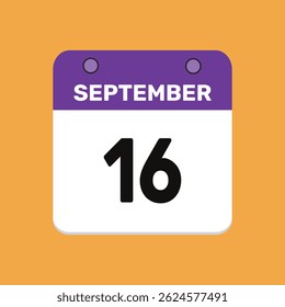 16 september calender icon text page monthly web design.