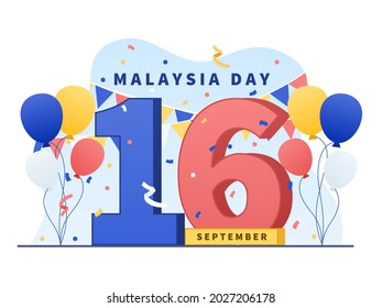 16 September Celebrate Malaysia day illustration vector suitable for banner, poster, greeting card. Happy Malaysia federation day 16th september illustration.