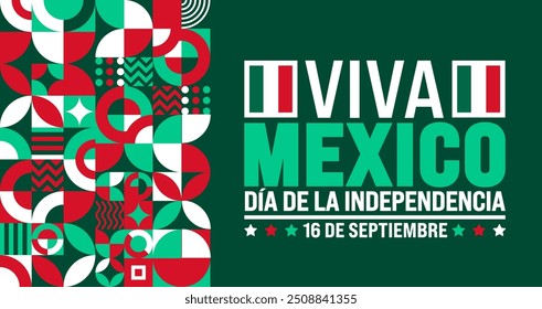 16 September Mexico Independence Day geometric shape pattern background or banner design template. día de la independencia méxico background. Holiday concept.