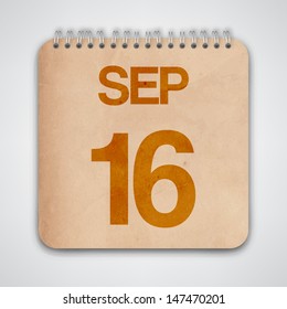 16 September on Old Notebook Vector 