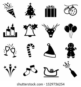 16 set of Christmas icon illustration Vector, Christmas symbol collection. on white backgound color.