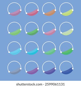 16 set circle percentage diagrams for webs and apps.
