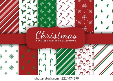 16 set collection of christmas seamless pattern. Endless texture for wallpaper, web page background, wrapping paper.