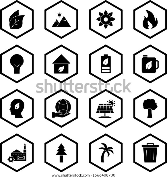 16 Set\
Of eco icons isolated on white\
background...\
