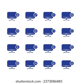 16 sets of computer icons, modern icon line art
