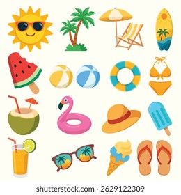16 conjuntos de gráficos vetoriais de verão, cores brilhantes, adequado para o seu design