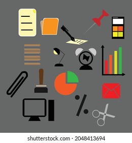 16 several office and accounting icons suitable for sign boards, buttons and stickers