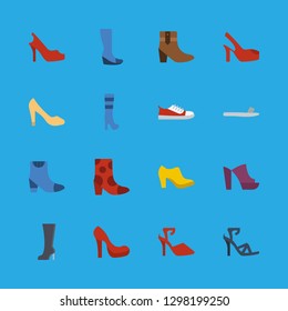 16 shoe icons with boot and high heels in this set