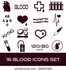 16 simple blood vector icons set eps10
