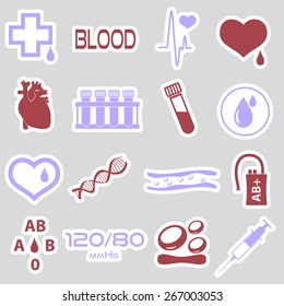 16 simple blood vector stickers set eps10