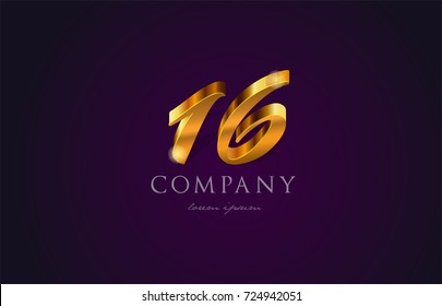 16 sixteen gold golden number numeral digit logo icon handwritten design