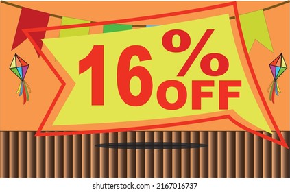 16 sixteen % percent off promotion tag party balloon flag platform