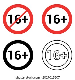 16 Sixteen plus round sign vector illustration isolated on white background