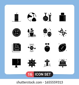 16 Solid Black Icon Pack Glyph Symbols for Mobile Apps isolated on white background. 16 Icons Set.