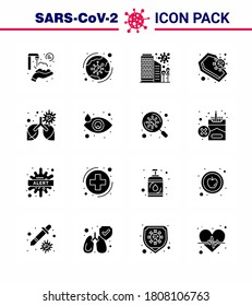 16 Solid Glyph Black viral Virus corona icon pack such as death; coffin; infection; virus; protection viral coronavirus 2019-nov disease Vector Design Elements