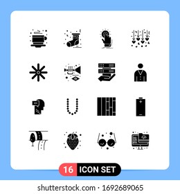 16 Solid Glyph concept for Websites Mobile and Apps plant; flower; click; honeymoon; hanging wedding Editable Vector Design Elements