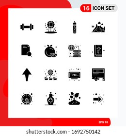 16 Solid Glyph concept for Websites Mobile and Apps search; mountain; drawing; nature; hill Editable Vector Design Elements