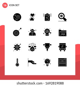 16 Solid Glyph concept for Websites Mobile and Apps collection; setting; planning; gear; research Editable Vector Design Elements