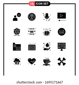 16 Solid Glyph concept for Websites Mobile and Apps park; player; programming; movie; record Editable Vector Design Elements