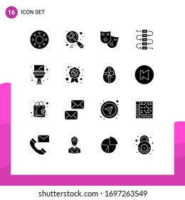16 Solid Glyph concept for Websites Mobile and Apps mirror; sink; roles; bathroom; note Editable Vector Design Elements