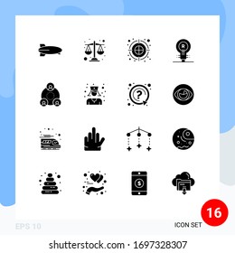 16 Solid Glyph concept for Websites Mobile and Apps employee; logo; color fill; idea; concept Editable Vector Design Elements