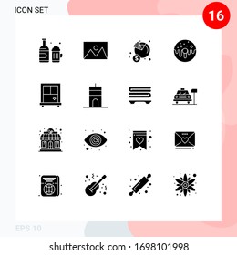 16 Solid Glyph concept for Websites Mobile and Apps food; donut; photo; dessert; income Editable Vector Design Elements