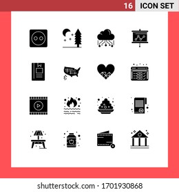16 Solid Glyph concept for Websites Mobile and Apps education; projector; link; presentation; board Editable Vector Design Elements