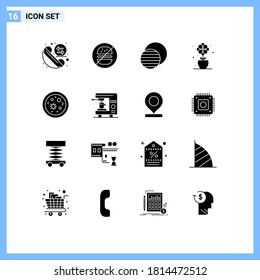 16 Solid Glyph concept for Websites Mobile and Apps life; spring; eclipse; tulip; flower Editable Vector Design Elements