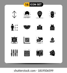 16 Solid Glyph concept for Websites Mobile and Apps network; connect; location; protection; child Editable Vector Design Elements