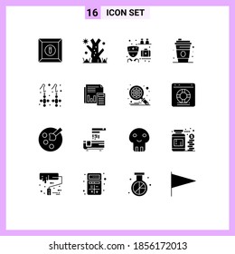16 Solid Glyph concept for Websites Mobile and Apps audit; gemstone; pharmacist; fashion; canada Editable Vector Design Elements