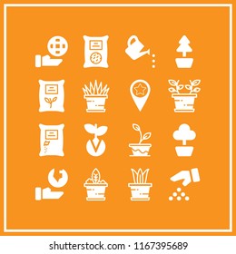 16 sprout vector icon set with favourite location, ecology, plant and germination icons for mobile and web