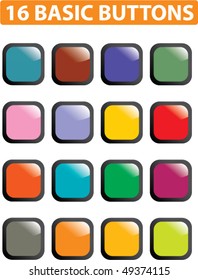 16 square glossy buttons. vector