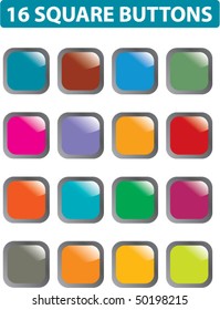 16 square glossy buttons. vector